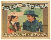 1s889 THEY DIED WITH THEIR BOOTS ON LC '41 great close up of Errol Flynn & Olivia De Havilland!