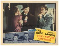 1s890 THEY GOT ME COVERED LC '43 Bob Hope & John Abbott try to silence scared Dorothy Lamour!
