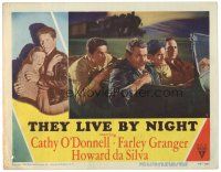 1s893 THEY LIVE BY NIGHT LC #7 '48 Nicholas Ray noir classic, Farley Granger in getaway car!