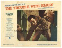 1s920 TROUBLE WITH HARRY LC #3 '55 Hitchcock, Edmund Gwenn & John Forsythe look at dead Harry!