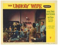 1s929 UNHOLY WIFE LC #8 '57 Rod Steiger in court watches sexy bad girl Diana Dors & Arthur Franz!