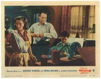 1s983 WRONG MAN LC #5 '57 Henry Fonda & Vera Miles at home, Alfred Hitchcock directed!