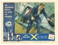 1s985 X: THE MAN WITH THE X-RAY EYES LC #5 '63 Ray Milland is disoriented after car wreck!