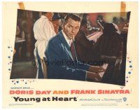 1s991 YOUNG AT HEART LC #6 '54 great image of smoking Frank Sinatra playing piano!