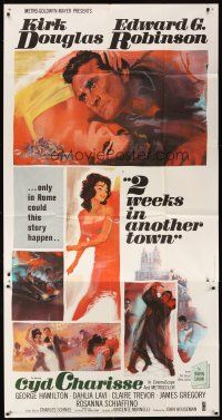 1t510 2 WEEKS IN ANOTHER TOWN 3sh '62 cool art of Kirk Douglas & sexy Cyd Charisse by Bart Doe!