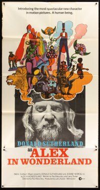 1t518 ALEX IN WONDERLAND style F 3sh '71 wild image of Donald Sutherland, Jeanne Moreau!