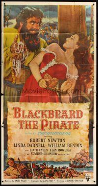 1t552 BLACKBEARD THE PIRATE 3sh '52 art of Robert Newton in the title role + sexy Linda Darnell!