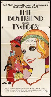 1t557 BOY FRIEND int'l 3sh '71 cool art of sexy Twiggy by Dick Ellescas, directed by Ken Russell!