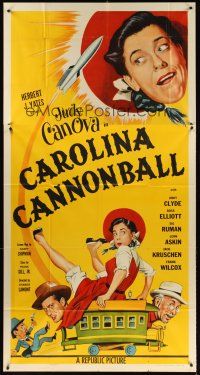 1t567 CAROLINA CANNONBALL 3sh '55 wacky art of Judy Canova, sci-fi comedy!