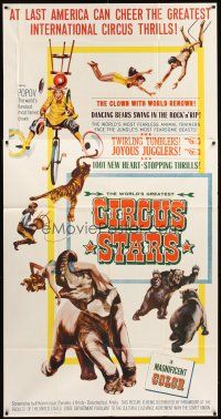 1t574 CIRCUS STARS 3sh '60 cool Russian traveling circus artwork with bears, tiger & elephant!