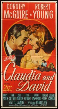 1t575 CLAUDIA & DAVID 3sh '48 romantic close up artwork of Dorothy McGuire & Robert Young!