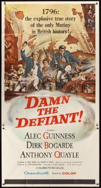 1t584 DAMN THE DEFIANT 3sh '62 art of Alec Guinness & Dirk Bogarde facing a bloody mutiny!