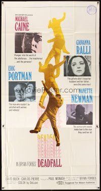 1t591 DEADFALL 3sh '68 cool close-up of Michael Caine, Giovanna Ralli, Bryan Forbes