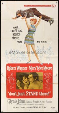1t600 DON'T JUST STAND THERE 3sh '68 wacky art of sexiest Barbara Rhoades throwing Robert Wagner!