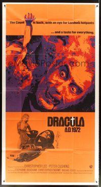 1t601 DRACULA A.D. 1972 int'l 3sh '72 Hammer, cool artwork fo vampire Christopher Lee!