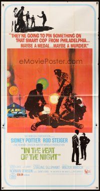 1t661 IN THE HEAT OF THE NIGHT 3sh '67 Sidney Poitier, Rod Steiger, Warren Oates, cool crime art!