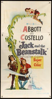 1t665 JACK & THE BEANSTALK 3sh '52 Abbott & Costello, their first picture in color!