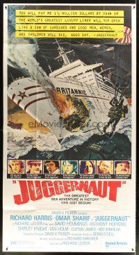1t671 JUGGERNAUT 3sh '74 Richard Harris, art of ocean liner under attack by Bob McCall!