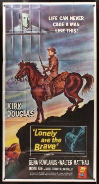 1t692 LONELY ARE THE BRAVE 3sh '62 different art of Kirk Douglas classic, life can never cage him!
