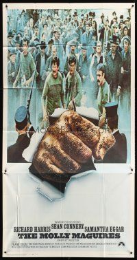 1t716 MOLLY MAGUIRES int'l 3sh '70 cool image of coal miner fist punching through poster!