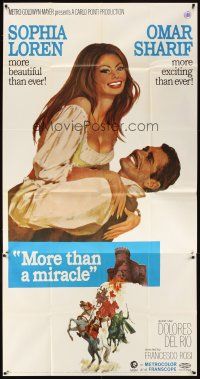 1t717 MORE THAN A MIRACLE 3sh '67 romantic artwork of sexy Sophia Loren & Omar Sharif!