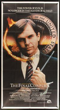 1t729 OMEN 3 - THE FINAL CONFLICT int'l 3sh '81 creepy image of Sam Neill as President Damien!