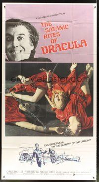 1t776 SATANIC RITES OF DRACULA int'l 3sh '74 great image of Count Dracula & his Vampire Bride!