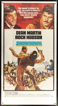 1t788 SHOWDOWN int'l 3sh '73 artwork of cowboys Rock Hudson & Dean Martin, western!