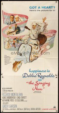 1t790 SINGING NUN 3sh '66 great artwork of Debbie Reynolds with guitar riding Vespa!