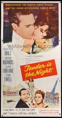 1t813 TENDER IS THE NIGHT 3sh '61 romantic close up of Jennifer Jones & Jason Robards Jr.!
