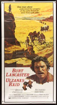 1t834 ULZANA'S RAID int'l 3sh '72 artwork of Burt Lancaster by Don Stivers, Robert Aldrich
