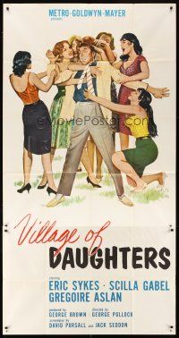 1t842 VILLAGE OF DAUGHTERS 3sh '62 art of Eric Sykes surrounded by sexy ladies, English comedy