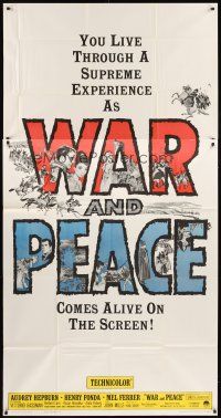 1t846 WAR & PEACE 3sh R63 art of Audrey Hepburn, Henry Fonda & Mel Ferrer, Leo Tolstoy epic!
