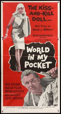 1t864 WORLD IN MY POCKET 3sh '62 the kiss & kill doll, girl-trap to steal a million!