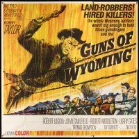 1t463 CATTLE KING 6sh '63 cool artwork of Robert Taylor about to pistol-whip guy, Guns of Wyoming!