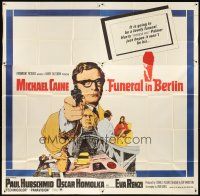 1t472 FUNERAL IN BERLIN 6sh '67 cool art of Michael Caine pointing gun, directed by Guy Hamilton!