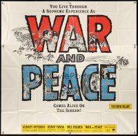 1t504 WAR & PEACE 6sh R63 art of Audrey Hepburn, Henry Fonda & Mel Ferrer, Leo Tolstoy epic!