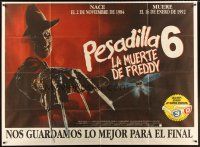 1t270 FREDDY'S DEAD Argentinean 43x58 '91 great close up of Robert Englund as Freddy Krueger!