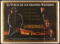 1t294 UNFORGIVEN Argentinean 43x58 '92 gunslinger Clint Eastwood, Morgan Freeman, Gene Hackman!