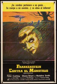 1t348 FRANKENSTEIN & THE MONSTER FROM HELL South American '74 Hammer, horror art of killer monster!