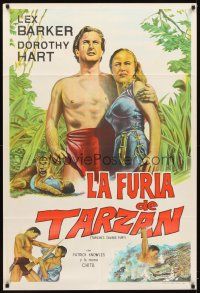 1t428 TARZAN'S SAVAGE FURY Argentinean '52 art of Lex Barker & Dorothy Hart, Edgar Rice Burroughs