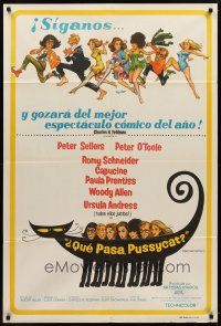 1t447 WHAT'S NEW PUSSYCAT Argentinean '65 Frazetta art of Woody Allen, Peter O'Toole & sexy babes!