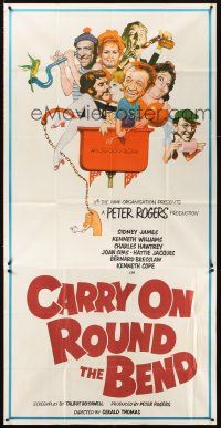 1t007 CARRY ON ROUND THE BEND English 3sh '71 Sidney James, English comedy, wacky art!