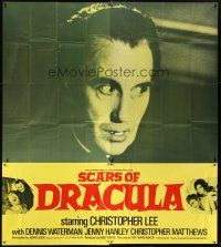 1t001 SCARS OF DRACULA English 6sh '70 great close up art of vampire Christopher Lee, Hammer!