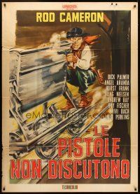 1t128 BULLETS DON'T ARGUE Italian 1p '64 Copizzi art of Rod Cameron on railroad with smoking gun!