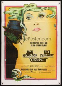 1t133 CHINATOWN Italian 1p R70s art of Jack Nicholson & Faye Dunaway by Jim Pearsall, Polanski