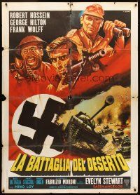 1t143 DESERT BATTLE Italian 1p '69 La battaglia del deserto, WWII art by Franco Fiorenzi!