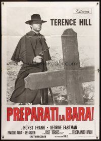 1t145 DJANGO PREPARE A COFFIN Italian 1p '68 cool c/u of Terence Hill as Django with gun by grave!