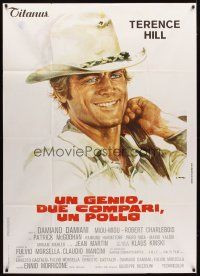 1t154 GENIUS, TWO FRIENDS & AN IDIOT Italian 1p '75 Damiani & Leone, Casaro art of Terence Hill!