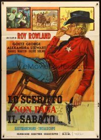 1t188 MAN CALLED GRINGO Italian 1p '65 cool artwork of sheriff Goetz George smoking in chair!